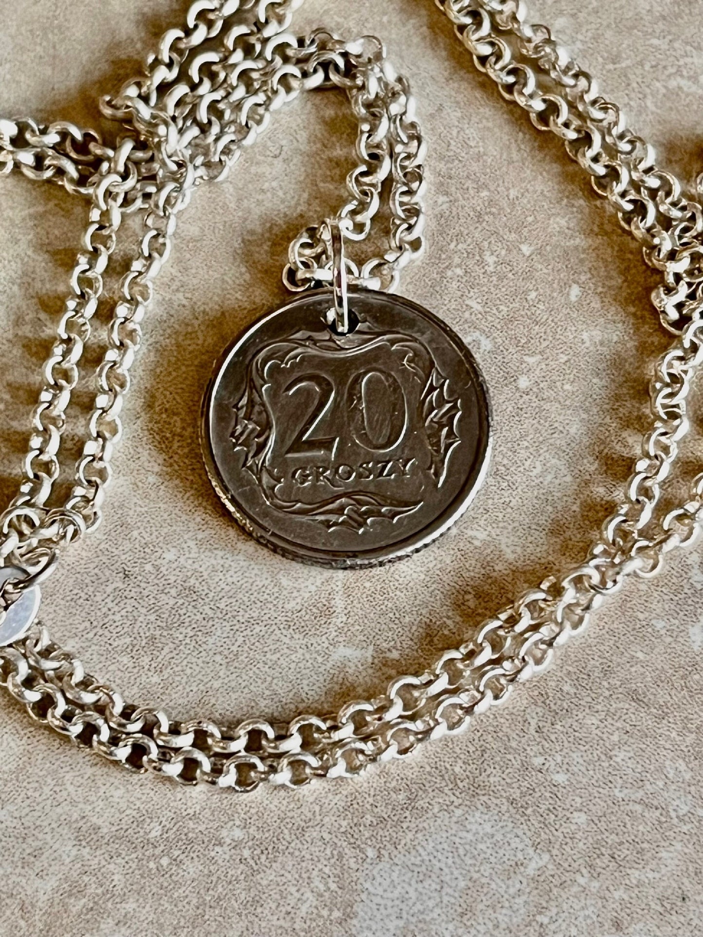 Poland Pendant Coin Necklace 20 Groszy Polish Personal Old Vintage Handmade Jewelry Gift Friend Charm For Him Her World Coin Collector