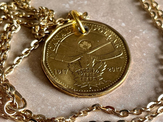 Toronto Maple Leafs NHL Hockey 100 Years Coin Pendant Canada Loonie Necklace Charm Gift For Him, Her, Coin Collector, World Coins