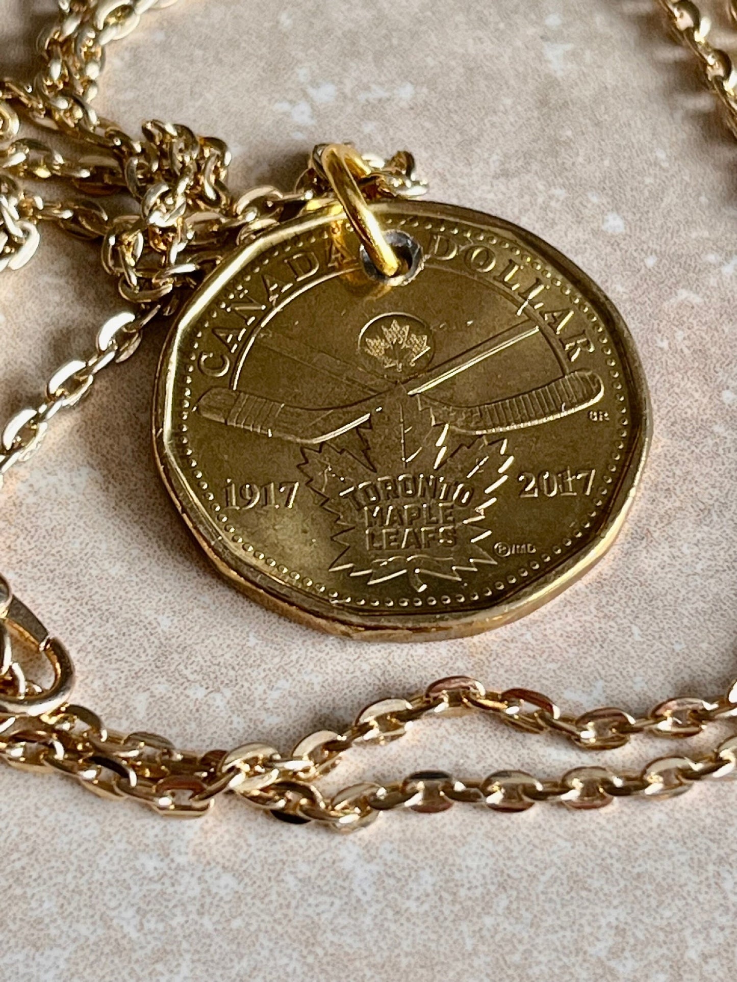 Toronto Maple Leafs NHL Hockey 100 Years Coin Pendant Canada Loonie Necklace Charm Gift For Him, Her, Coin Collector, World Coins