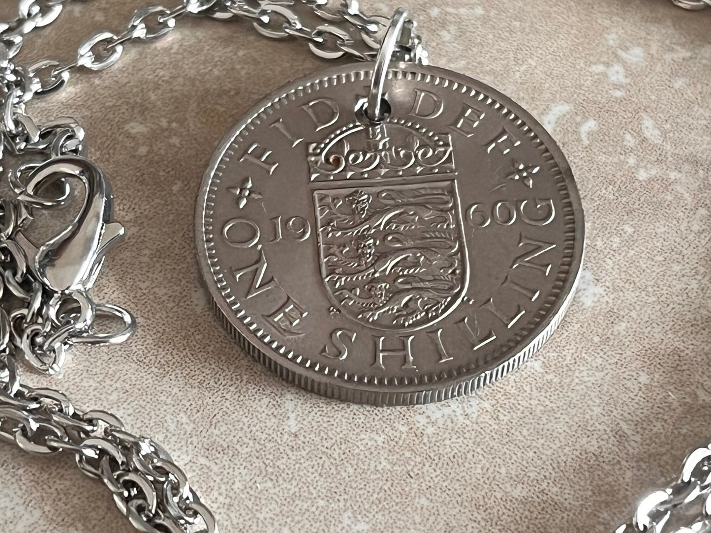 British 1 Shilling Pendant Necklace United Kingdom Britain Personal Necklace Jewelry Gift Friend Charm For Him Her World Coin Collector