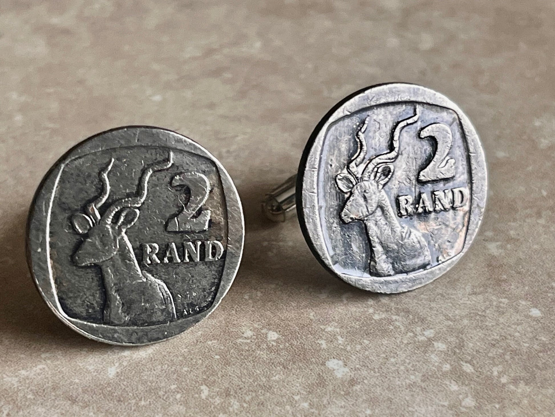 South Africa Coin Cuff Links Africa 2 Rand Personal Cufflinks Handmade Jewelry Gift Friend Charm For Him Her World Coin Collector