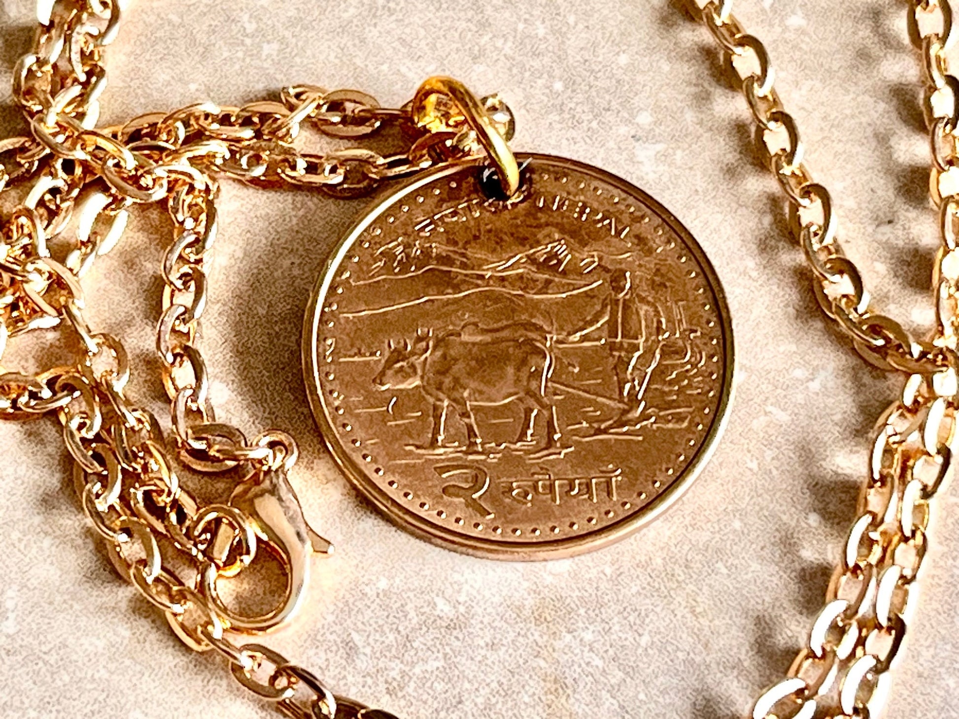Nepal Coin Necklace Nepal Coin Vintage Pendant Necklace Custom Made Rare Coins Coin Enthusiast Fashion Handmade