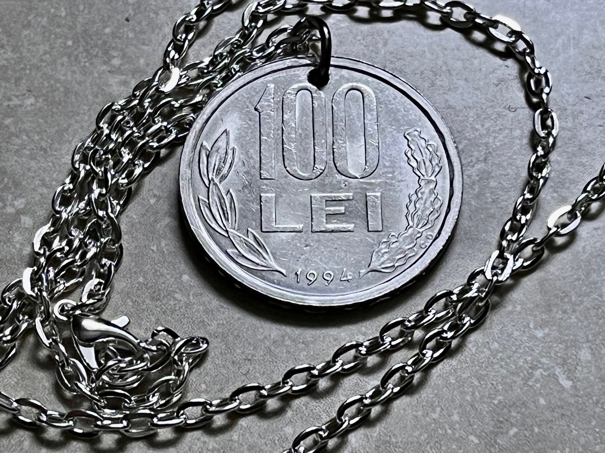 Romania Coin Necklace 100 LEI Romanian Cruz Rare Coin Pendant Custom Handmade For Gift For Friend Gift For Him, Coin Collector, World Coins