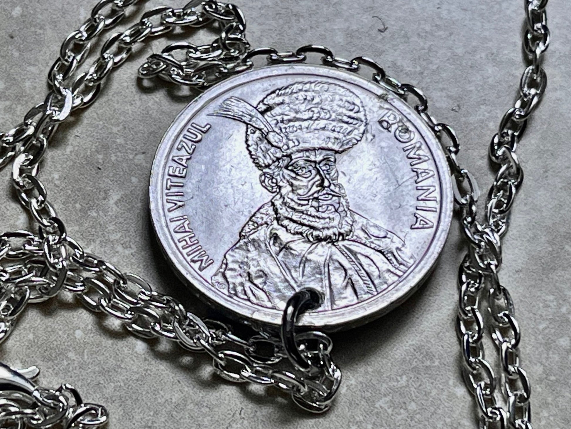 Romania Coin Necklace 100 LEI Romanian Cruz Rare Coin Pendant Custom Handmade For Gift For Friend Gift For Him, Coin Collector, World Coins