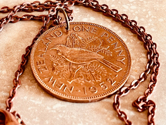 New Zealand Coin Necklace One Penny Pendant Personal Old Vintage Handmade Jewelry Gift Friend Charm For Him Her World Coin Collector
