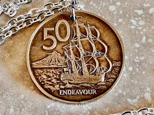 New Zealand 50 Cent Coin Pendant Necklace Custom Handmade Charm Gift For Friend Coin Charm Gift For Him Her Coin Collector, World Coins