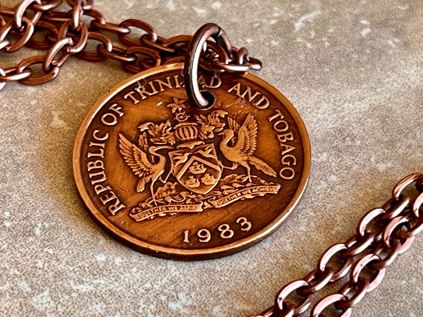 Trinidad and Tobago Coin Necklace 5 Cents Personal Necklace Old Vintage Handmade Jewelry Gift Friend Charm For Him Her World Coin Collector