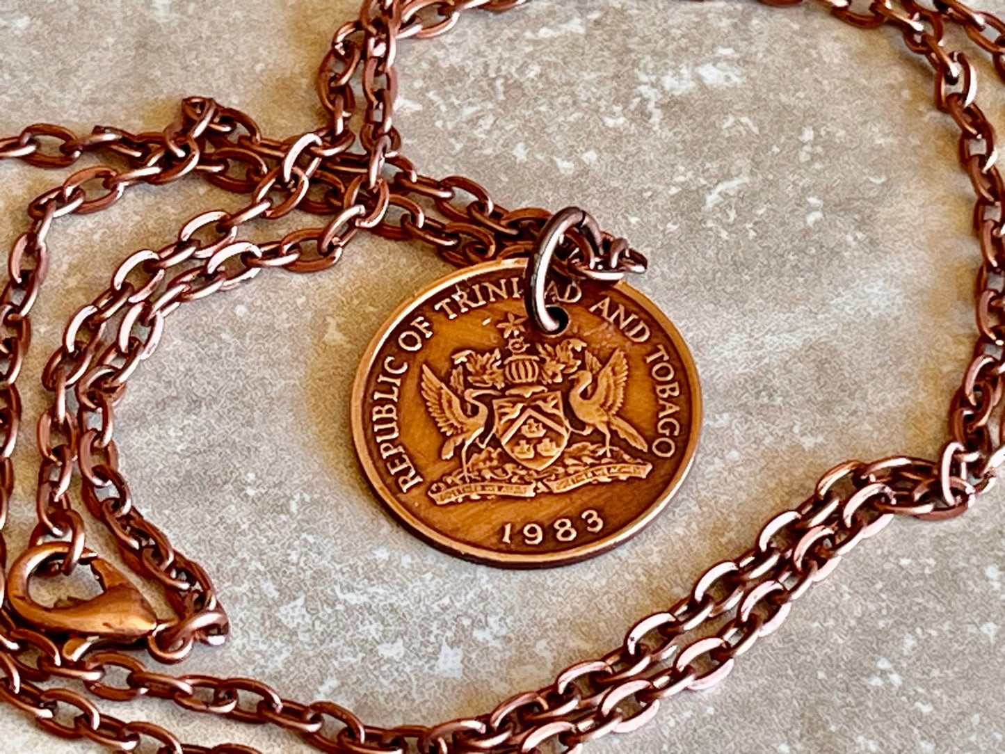 Trinidad and Tobago Coin Necklace 5 Cents Personal Necklace Old Vintage Handmade Jewelry Gift Friend Charm For Him Her World Coin Collector