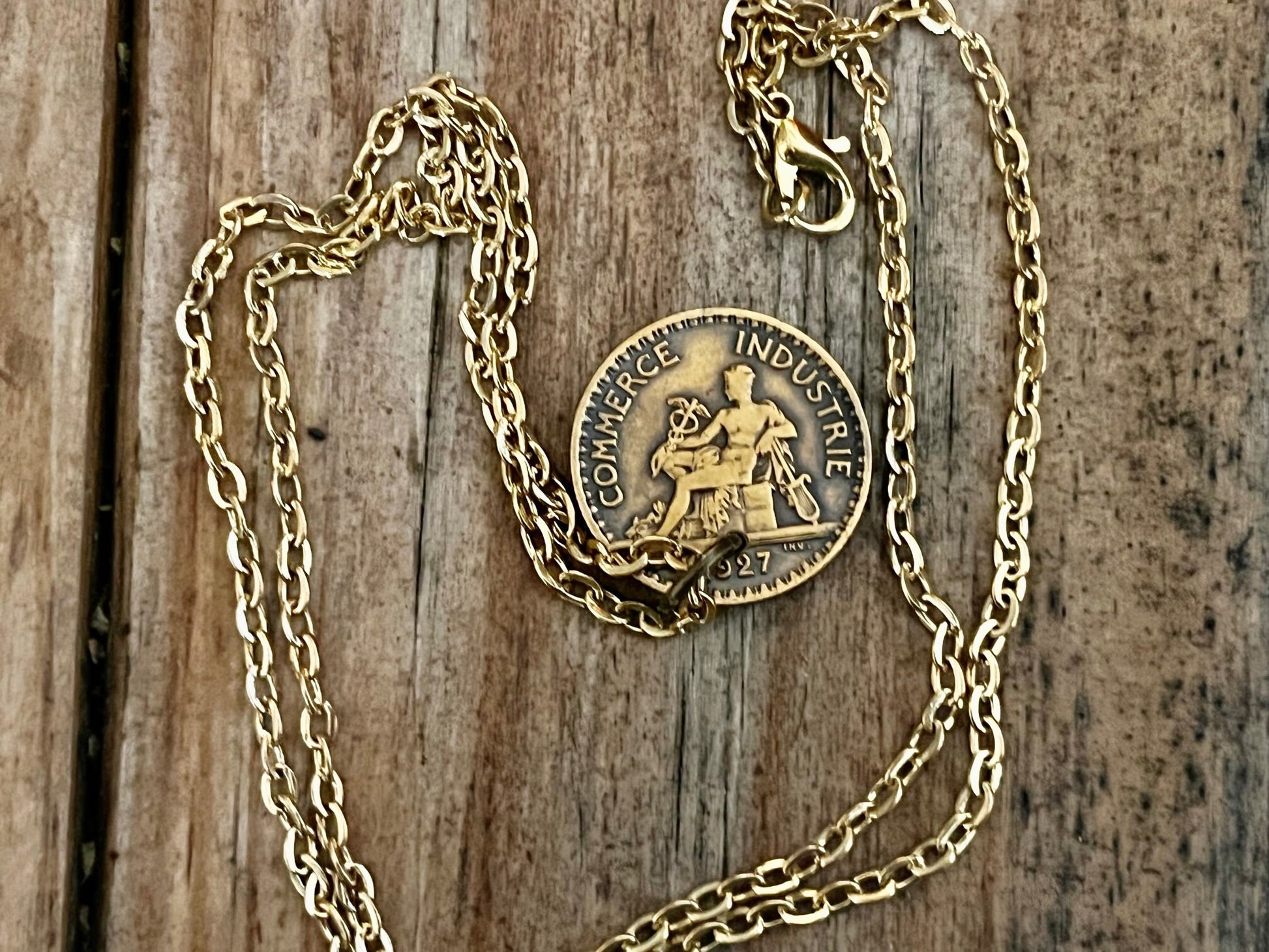 France Coin Necklace Pendant 1 Franc Chambres de Commerce Personal Handmade Jewelry Gift Friend Charm For Him Her World Coin Collector