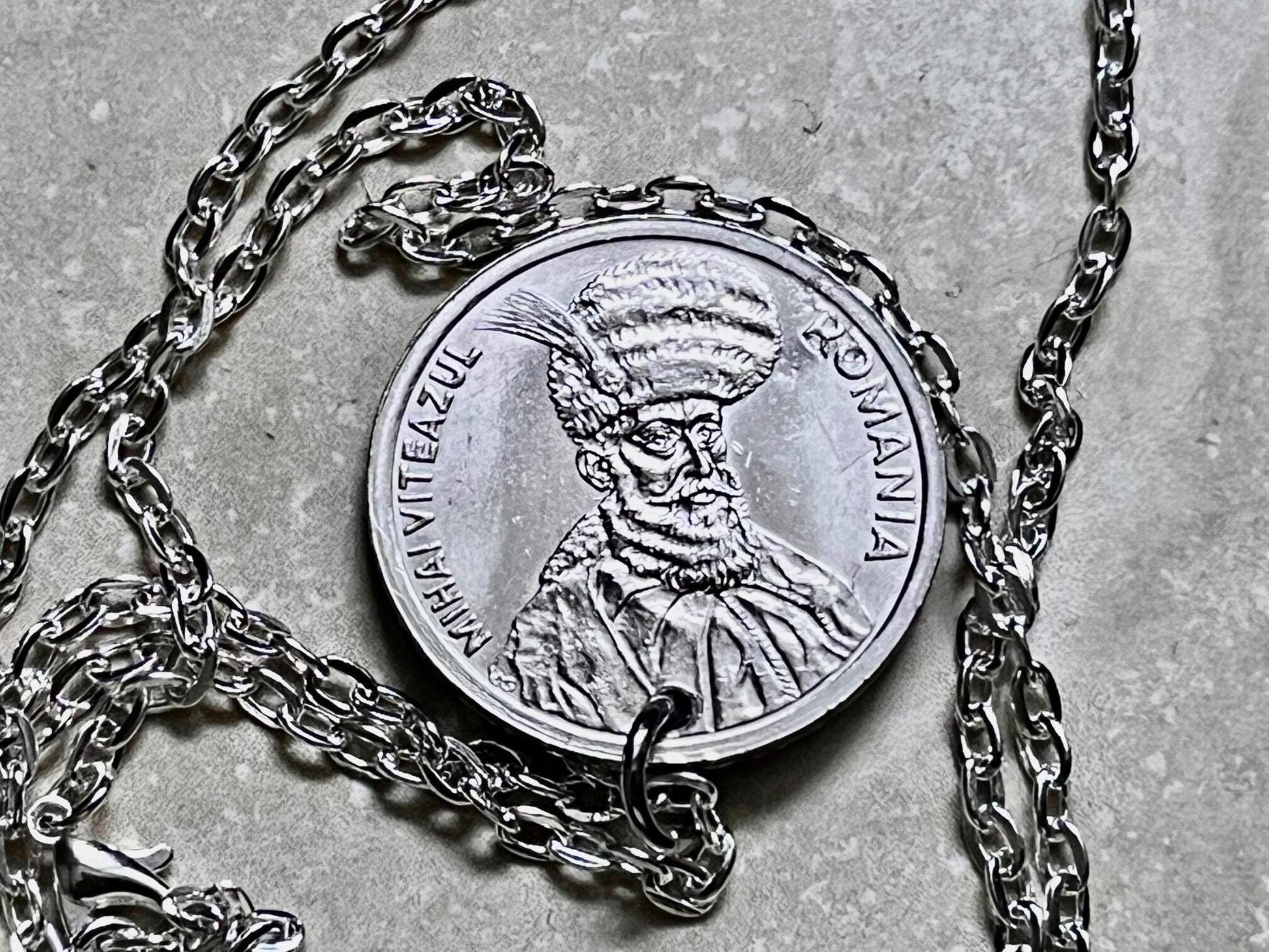 Romania Coin Necklace 100 LEI Romanian Cruz Rare Coin Pendant Custom Handmade For Gift For Friend Gift For Him, Coin Collector, World Coins