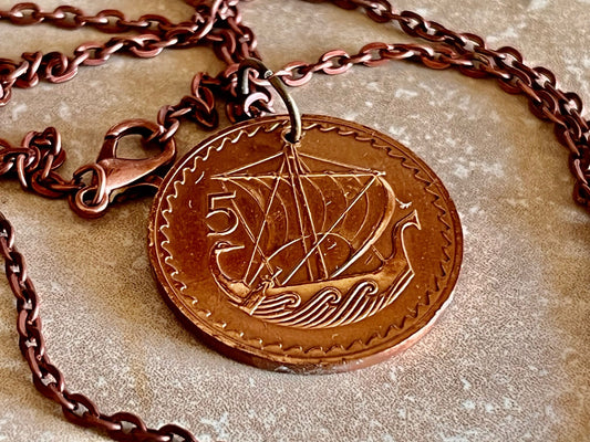 Cyprus Coin Pendant Kibris Mils Necklace Handmade Custom Made Charm Gift For Friend Coin Charm Gift For Him, Coin Collector, World Coins