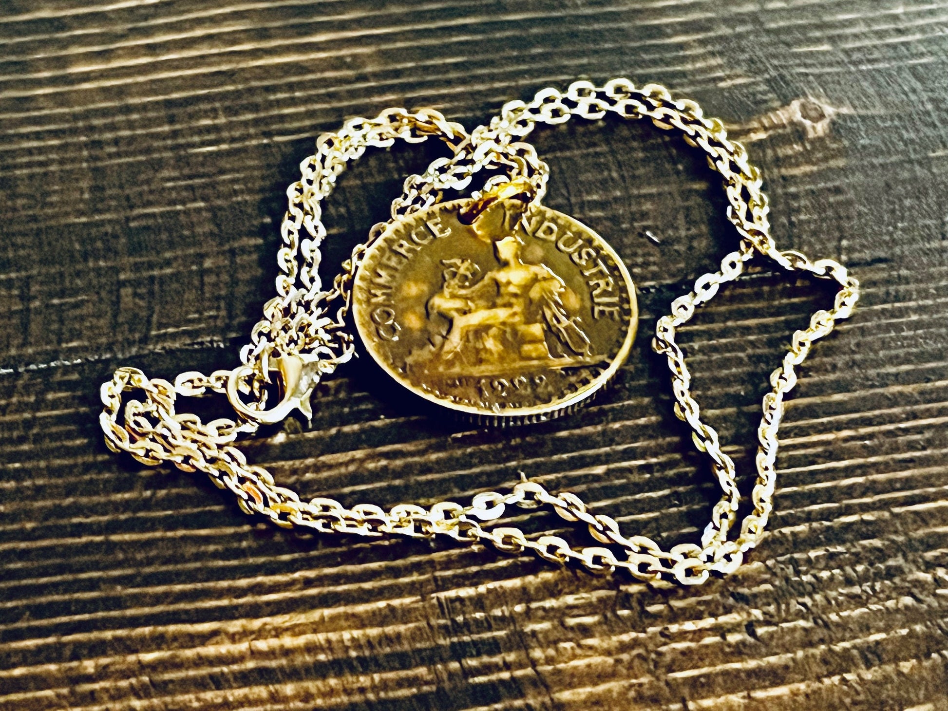 France Coin Necklace Bon Pour 1 Franc Pendant Chambers De Commerce Personal Handmade Jewelry Gift Friend Charm Him Her World Coin Collector