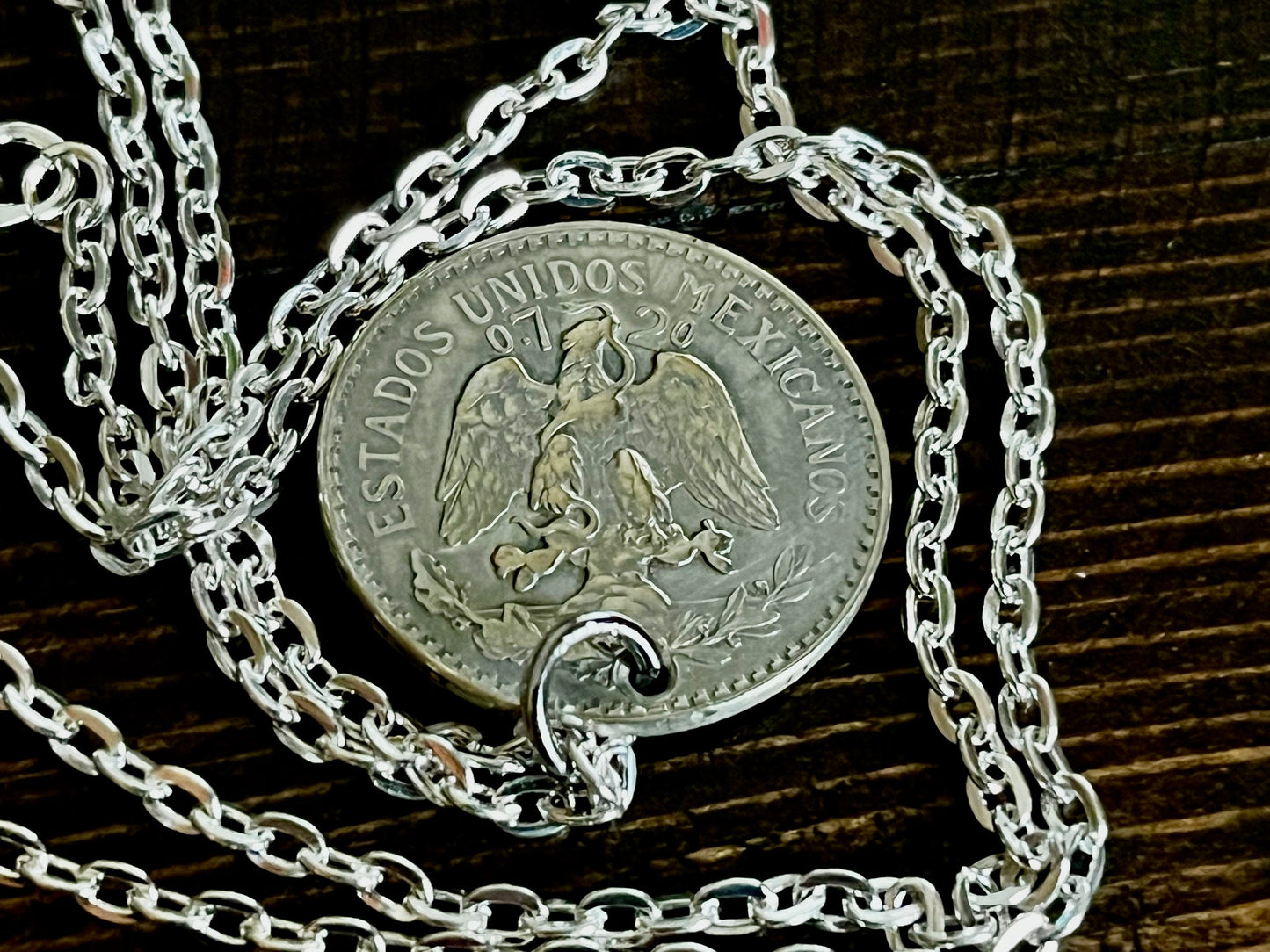 Mexico Coin Pendant 50 Centavos Silver Mexican Necklace Handmade Custom For Gift For Friend Coin Gift For Him, Coin Collector, World Coins