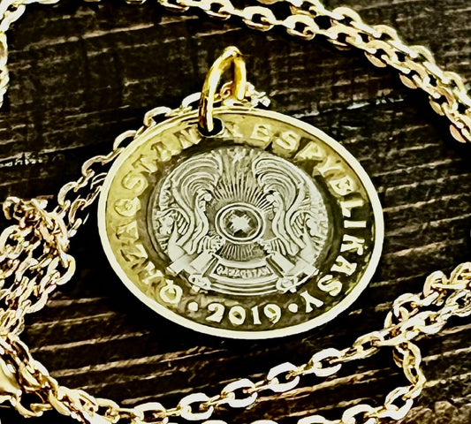 Kazakhstan Coin Necklace 100 Tenge Pendants Personal Necklace Vintage Handmade Jewelry Gift Friend Charm For Him Her World Coin Collector