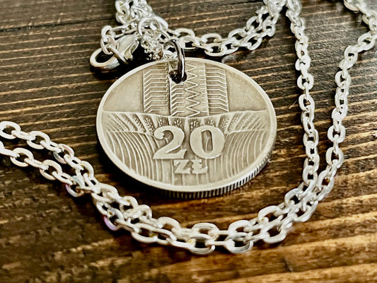 Poland Pendant Coin Necklace 20 Polzka Groszy Polish Personal Vintage Handmade Jewelry Gift Friend Charm For Him Her World Coin Collector