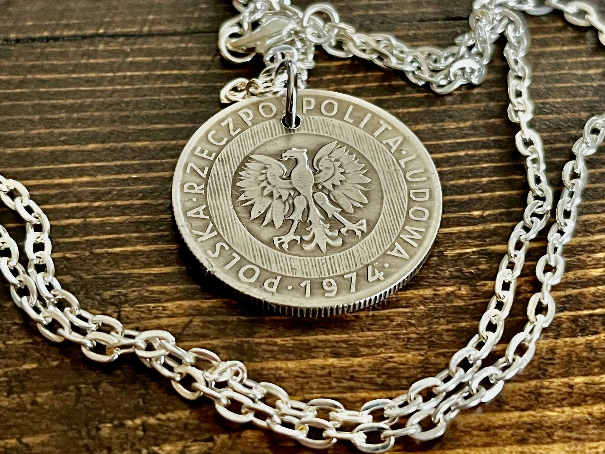 Poland Pendant Coin Necklace 20 Polzka Groszy Polish Personal Vintage Handmade Jewelry Gift Friend Charm For Him Her World Coin Collector