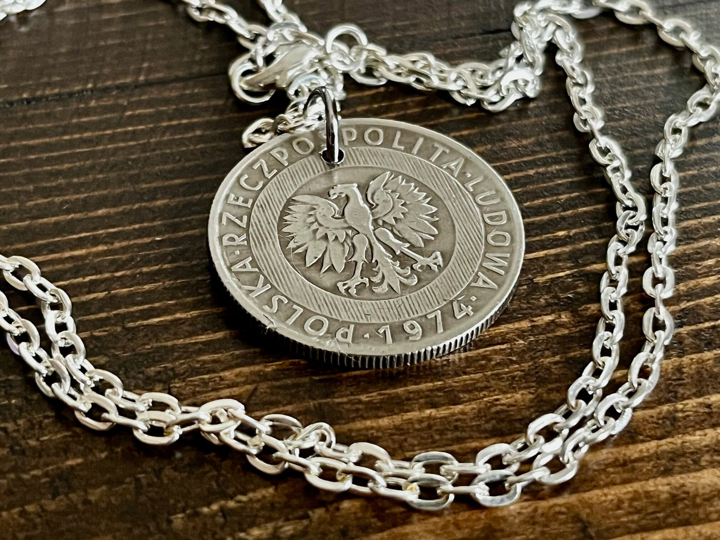 Poland Pendant Coin Necklace 20 Polzka Groszy Polish Personal Vintage Handmade Jewelry Gift Friend Charm For Him Her World Coin Collector