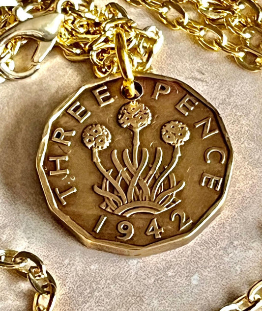 United Kingdom Coin Pendant Three 3 Pence UK Necklace Custom Charm Gift For Friend Coin Charm Gift For Him, Her, Coin Collector, World Coins