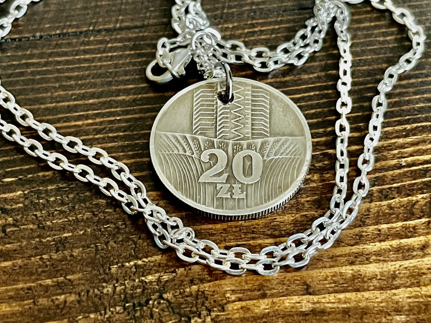 Poland Pendant Coin Necklace 20 Polzka Groszy Polish Personal Vintage Handmade Jewelry Gift Friend Charm For Him Her World Coin Collector